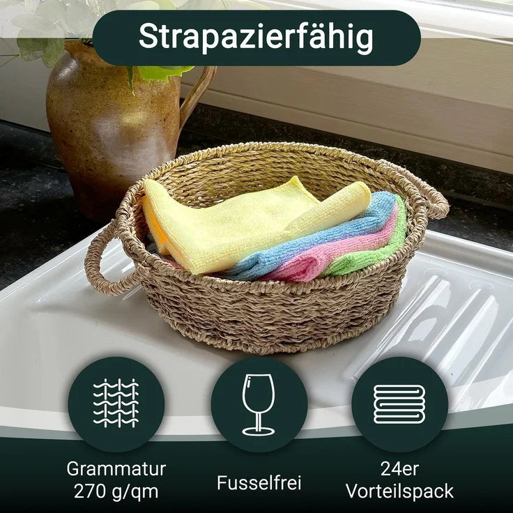 ZOLLNER 10er Set Mikrofasertücher für streifenfreien Glanz, saugstark, farblich gemischt – Bild 2