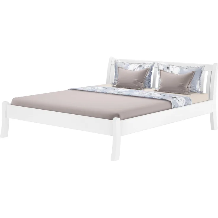 Gästebett Doppelbett Echtholzbett 180x200 hohe Sitzkante Kiefer massiv weiß V-60.61W-18ohne Zubehör