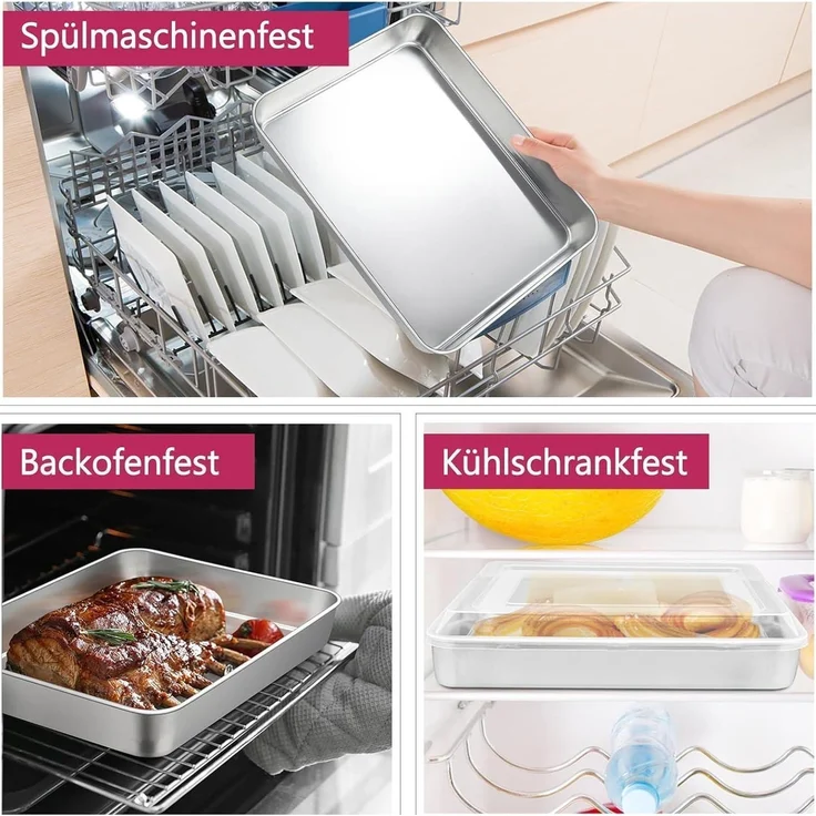 Homikit Edelstahl Backblech mit Luftdichtem Deckel 31,6x24,7x4,8cm – Bild 5