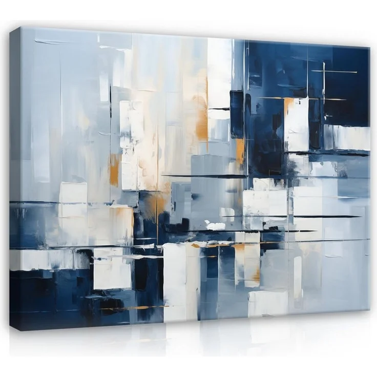 Wallarena Leinwandbild Art Deco Abstrakt - Blau - Modern - Wohnzimmer, Art Deco, 40 x 30 x 2 cm – Bild 1