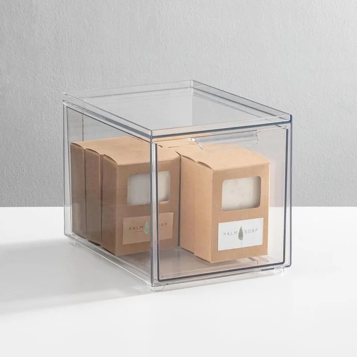 Aufbewahrungsbox Schuhbox stapelbar mit Schublade Organizer mDesign transparent – Bild 3