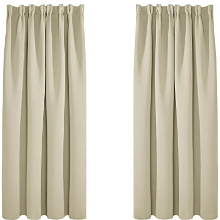 Deconovo Gardinen für Schienensystem Blickdicht Vorhänge UV-Schutz Beige | 2er Set, H 160 x B 132 cm, Vorhänge mit Kräuselband, Hitzeschutz, Schlafzimmer Gardinen, Gardinen Kurz, für Schienensystem – Bild 9