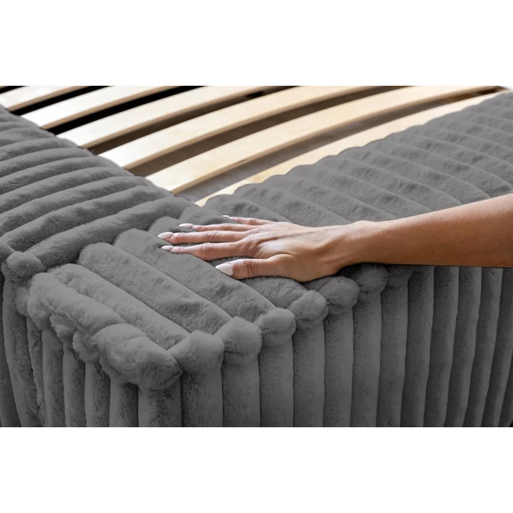 Polsterbett Doppelbett TULSA 180x200cm in Stoff Vito Grau – Bild 4