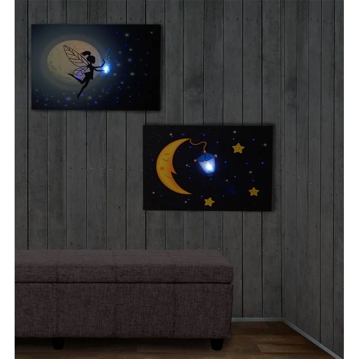 2er-Set LED-Bild Leinwandbild Leuchtbild Wandbild 40x60 cm, Timer ~ Kids + 20 Bildpunkte – Bild 2