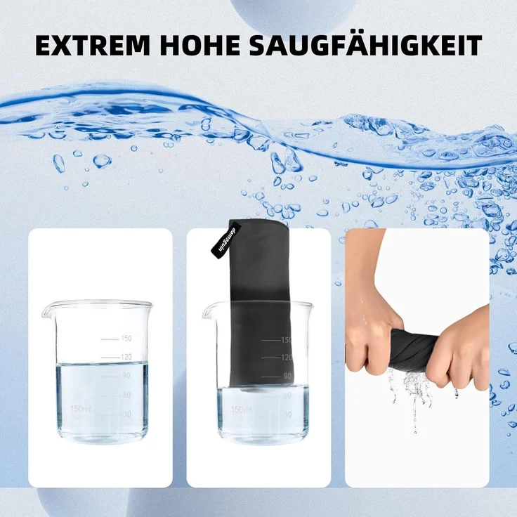 3er-Set Mikrofaser Fitness Handtuch Groß Klein Schnelltrocknend dunkelgrau – Bild 6