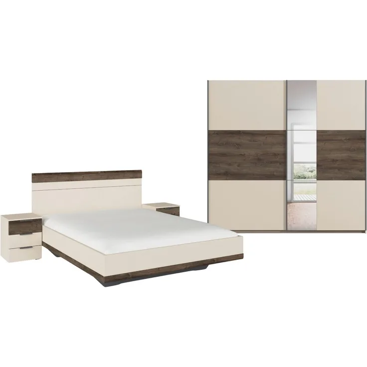 rauch Schlafzimmer-Set Komplettschlafzimmer Schlafzimmer Schlafzimmermöbel SAJO, (Set, 4-tlg, Set: Kleiderschrank mit/ohne Spiegel, Bett in 2 Breiten, 2 Nachttische), optional mit Spiegel am Kleiderschrank MADE IN GERMANY