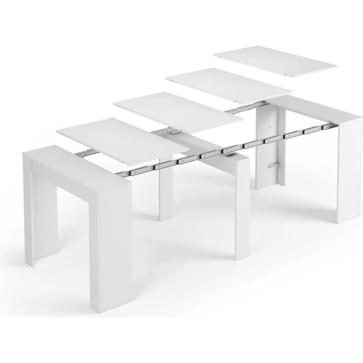 Kulissentisch >Consola< ausziehbar bis 237cm, in weiß glänzend - 90(237)x78x51 (BxHxT)