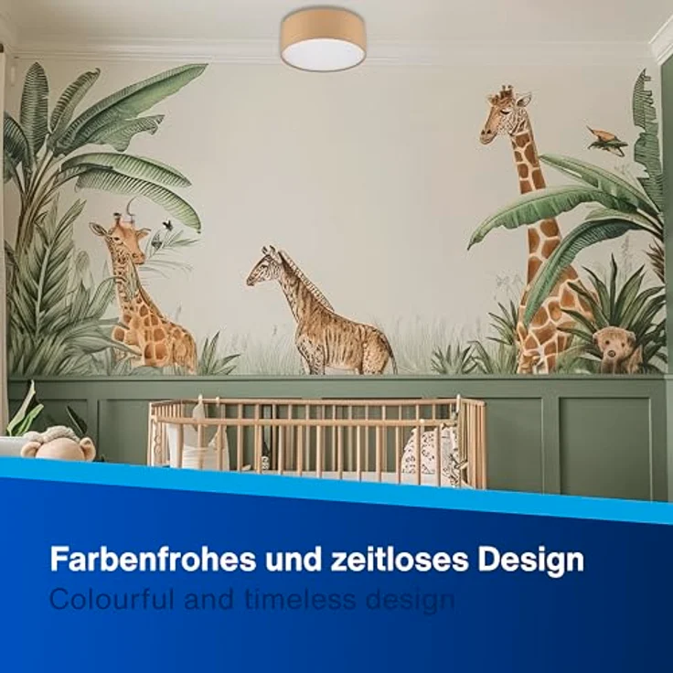 REV Deckenleuchte - Deckenlampe rund 30cm mit Stoff-Lampenschirm im modernen Look – ideal für Schlafzimmer, Wohnzimmer & Kinderzimmer, jute – Bild 9