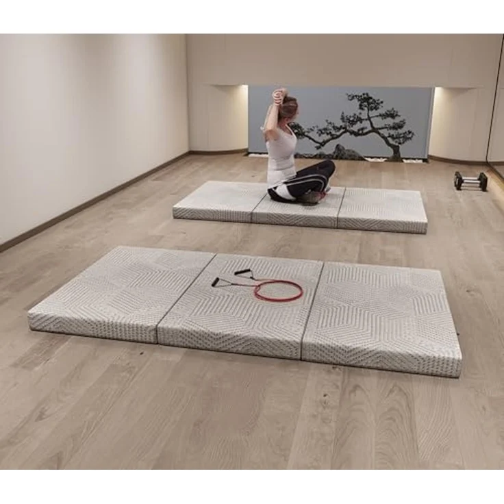 EGO Home Klappmatratze 75x195 cm, Gästematratze Klappbar Höhe 10 cm, Faltbare Matratze Härtegrade H3, Reisematratze, 3-Teilige Gel Visco Schaumstoff Faltmatratze für Reisen, Camping, Boden, Gästebet – Bild 2