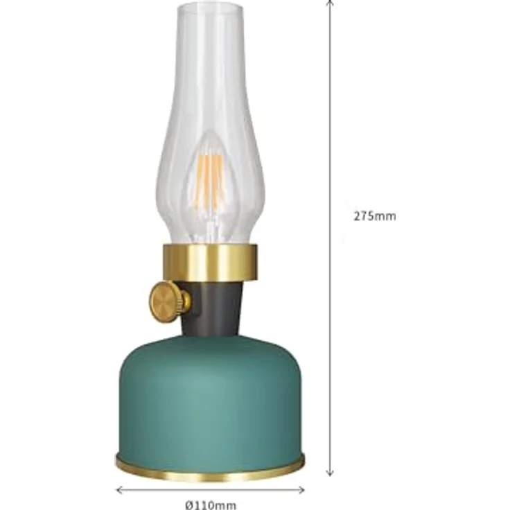 Calex Lavinio Wiederaufladbare Tischlampe, Kabellose LED-Öllampe, Dimmbar, Batteriebetrieben, Grün – Bild 6