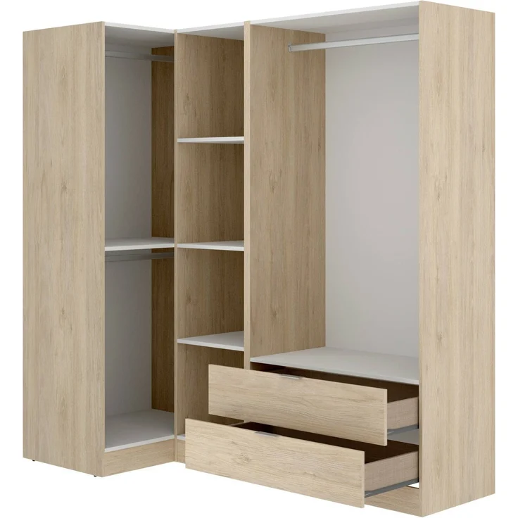 Dmora Großer Kleiderschrank Efesto, Eckschrank für Schlafzimmer, Eckschrank, 174x91h184 cm, Eiche – Bild 4