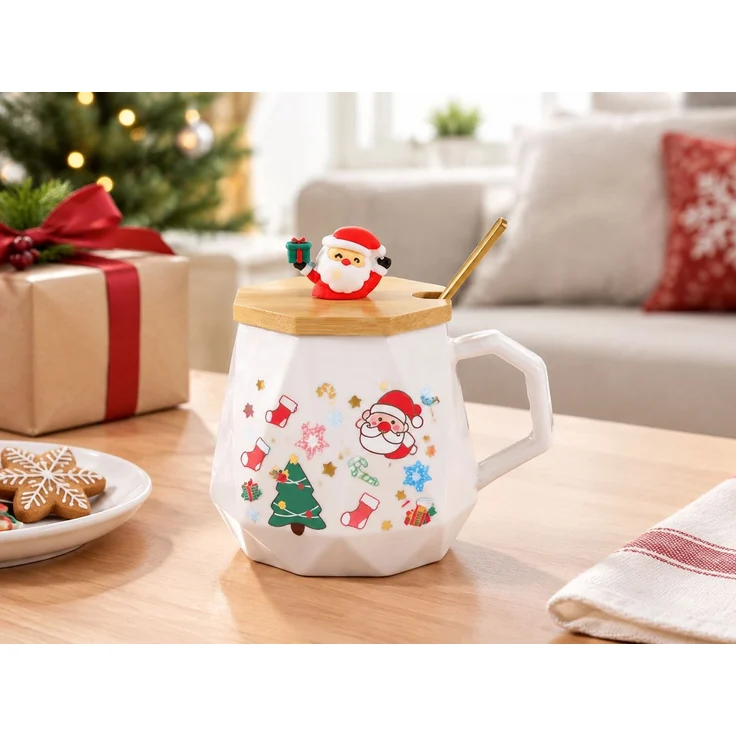 4er Set Weihnachtstassen Keramik Kaffeetassen Becher Geschenkset Mehrfarbig 28 x 16 x 23 cm – Bild 2