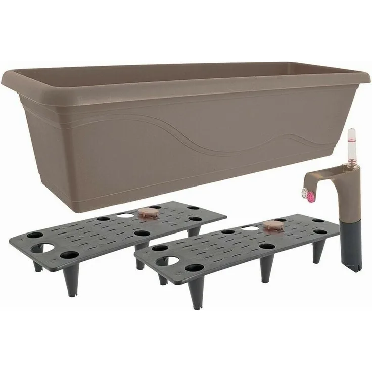 Centi Pflanzkasten / Blumenkasten MADRID mit Wasserspeicher - ca. 60cm x 20cm x 17cm - taupe