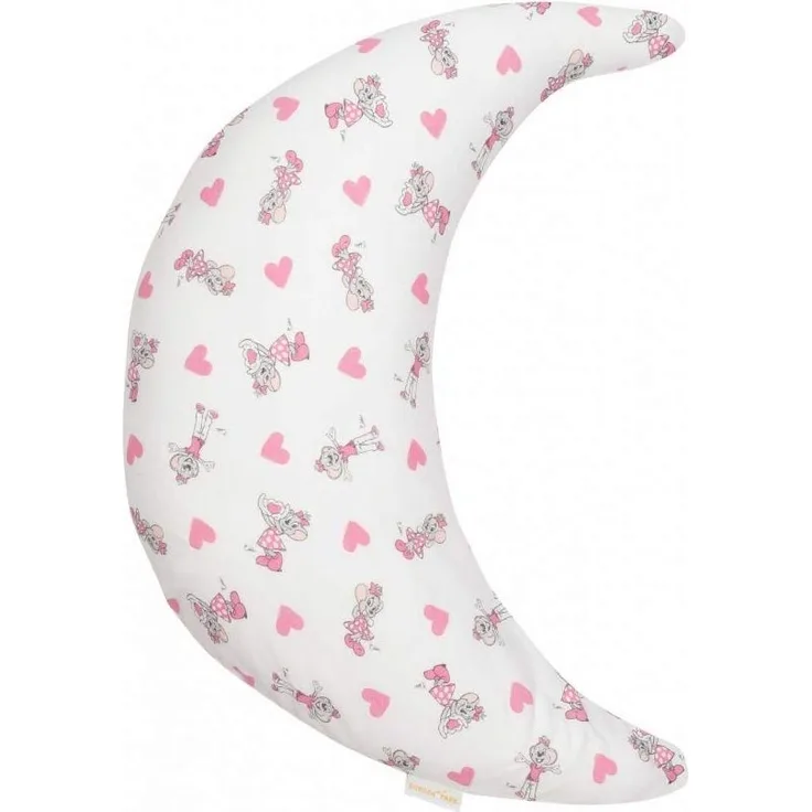 Stillmond Ed & Edda 140 cm anschmiegsames Stillkissen & Bauchstützkissen | Schmuse- & Lesekissen | geräuscharme EPS-Microperlen Füllung | TÜV zertifiziert (Herzen rosa)