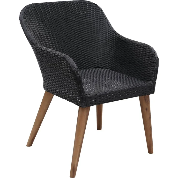 Gartenstuhl EGOS 2er Set Poly-Rattan 62,5x55x82 cm mit Polster Schwarz | Gartenstuhl Rattan Outdoorstühle Balkonstühle – Bild 7