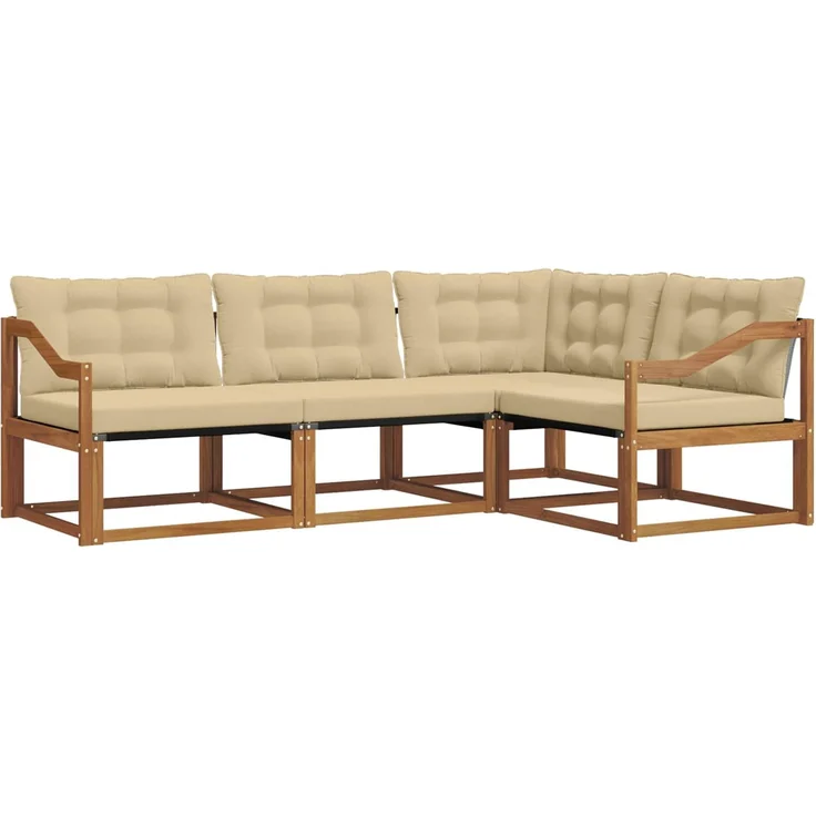 vidaXL Outdoor-Sofagarnitur 4 stk. 4-Sitzer Natur und Beige 3369420 – Bild 2