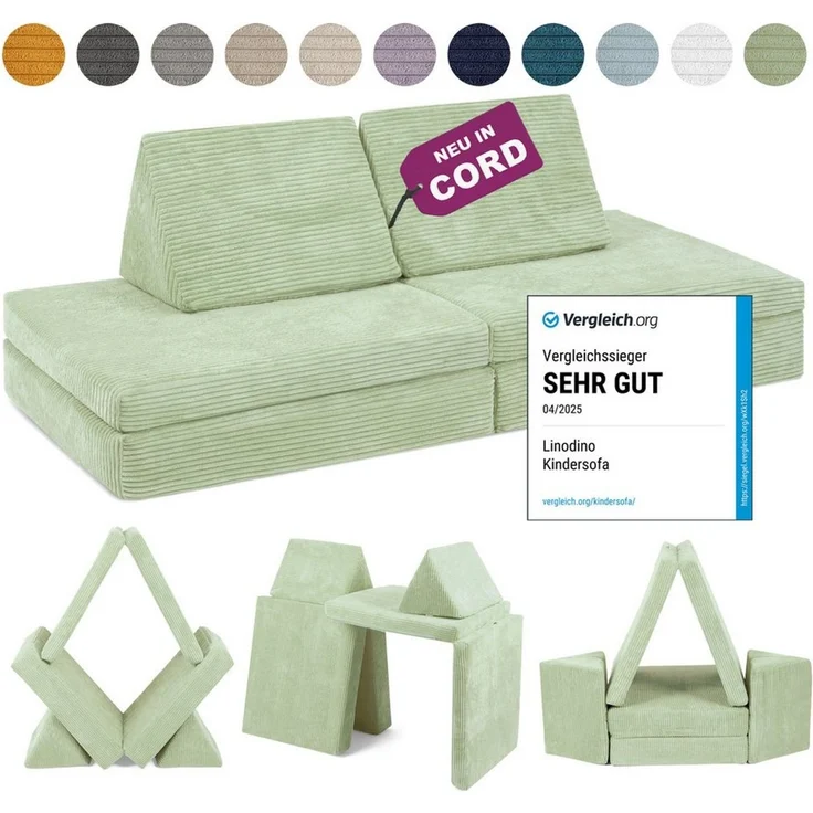 Linodino Kindersofa Spielsofa I aus Schaumstoff Bausteine I Spielcouch für Kinder, 3 Jahre Garantie – Bild 1