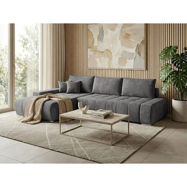 Beautysofa Ecksofa Draco L mit Schlaffunktion, in pflegeleichten Stoffen, Bettkasten
