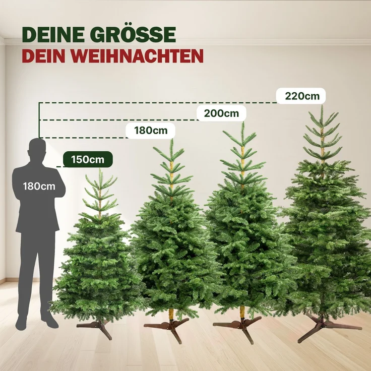 Aurelia Home Künstlicher Weihnachtsbaum 150 cm – Nordmann-Optik mit PE-Wipfel, Holzständer und Tasche – Bild 6