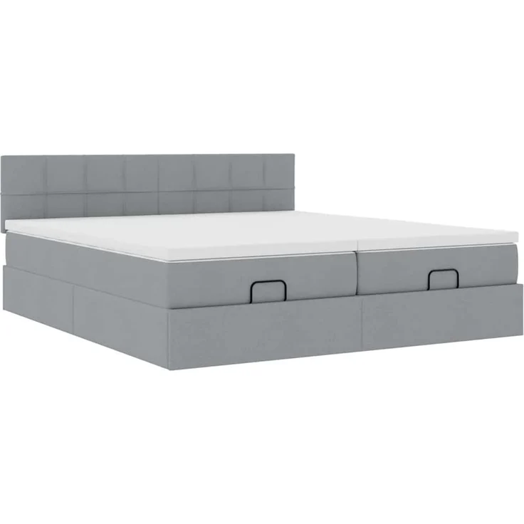 vidaXL Ottoman-Bett mit Matratzen Hellgrau 200x200 cm Stoff 3312001 – Bild 4