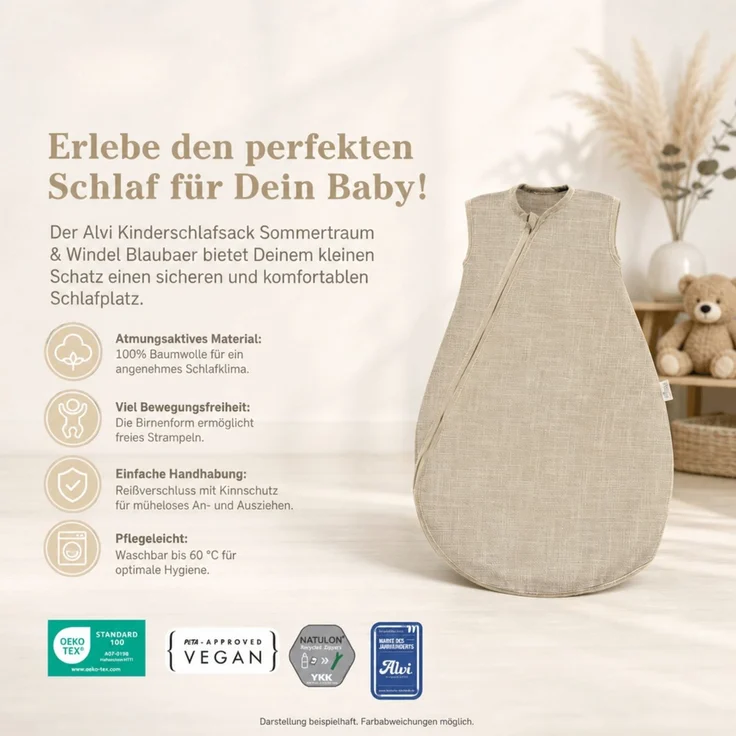 Alvi Baby Mäxchen Sommertraum Mullschlafsack Natur – Bild 3