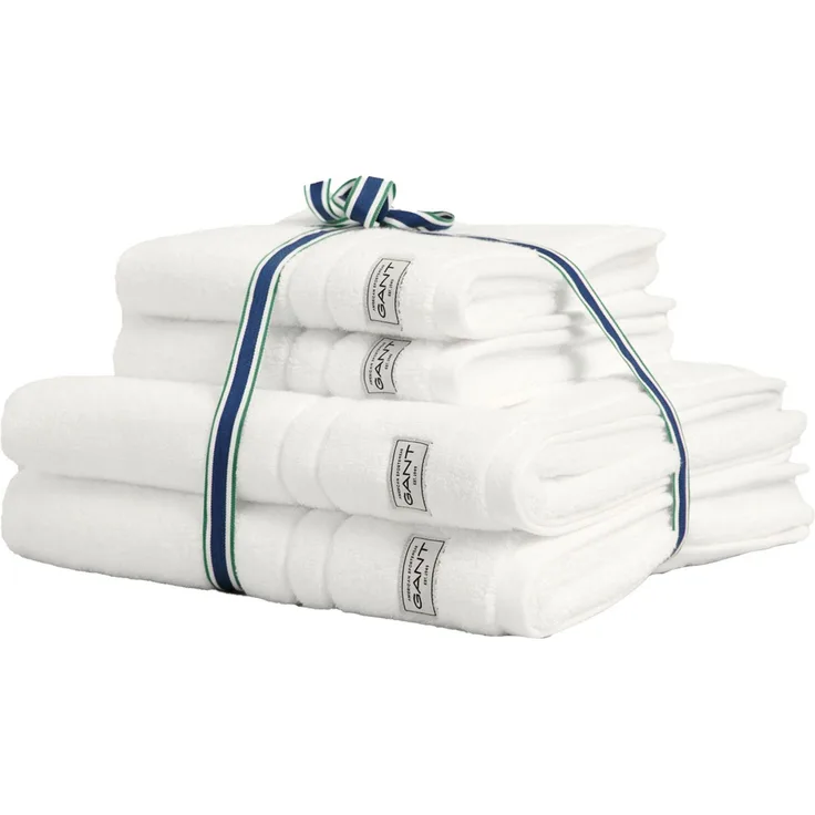 GANT Handtuch/Duschtuch-Set, 4-teilig - PREMIUM TOWEL, Frottee, 50x70 und 70x140 Weiß Set