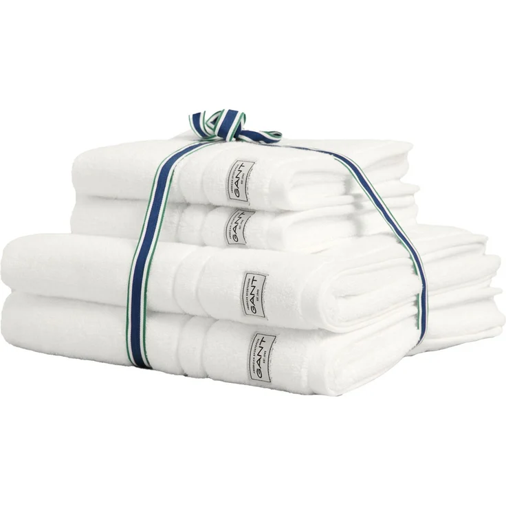 GANT Handtuch/Duschtuch-Set, 4-teilig - PREMIUM TOWEL, Frottee, 50x70 und 70x140 Weiß Set – Bild 1