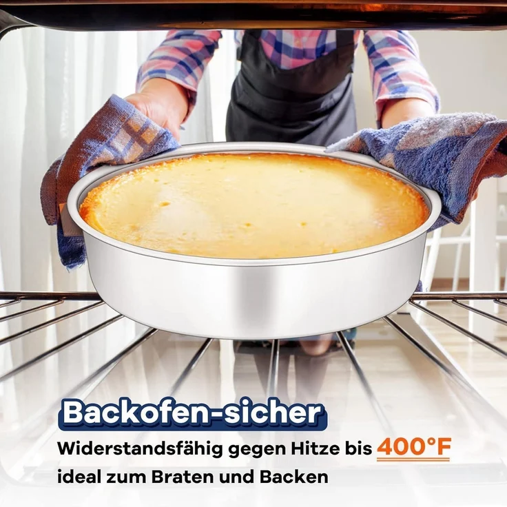 Onader Edelstahl Backform 2er Set Rund Kuchenform Geburtstag Hochzeit – Bild 5