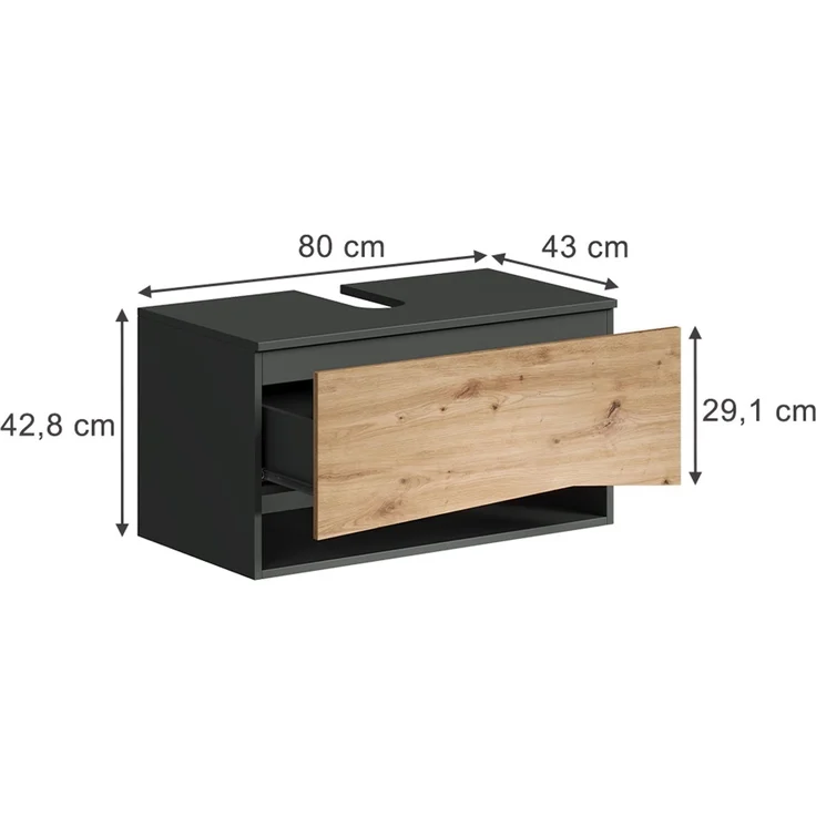 Waschbeckenunterschrank Willow Artisan 80 x 42.8 cm mit Schublade Vicco – Bild 2