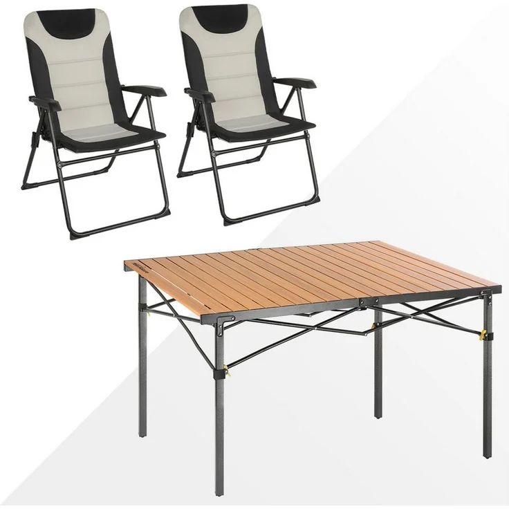 HOMECALL Klappstuhl Camping Tisch Stuhl Set, Garten-Set mit Klappstuhl und Klapptisch (Hochlehner Anglerstuhl mit 5-fach verstellbarer Rückenlehne 2st), Gartenstuhl Gepolsterter -150kg – Bild 2