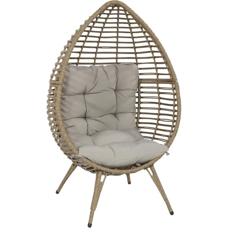 Lesli Living Gartensessel CHILL Sitzei Egg Polyrattan Stroh Braun meliert 99x91x156 cm