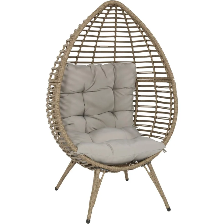 Lesli Living Gartensessel CHILL Sitzei Egg Polyrattan Stroh Braun meliert 99x91x156 cm – Bild 1