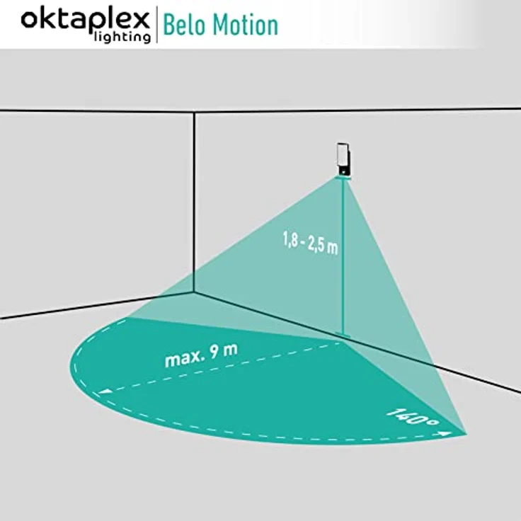Oktaplex lighting LED Außenleuchte Belo 10W, Alu Wandlampe mit Bewegungsmelder, IP54 wetterfest, 3000K warmweiß, 800 Lumen – Bild 5