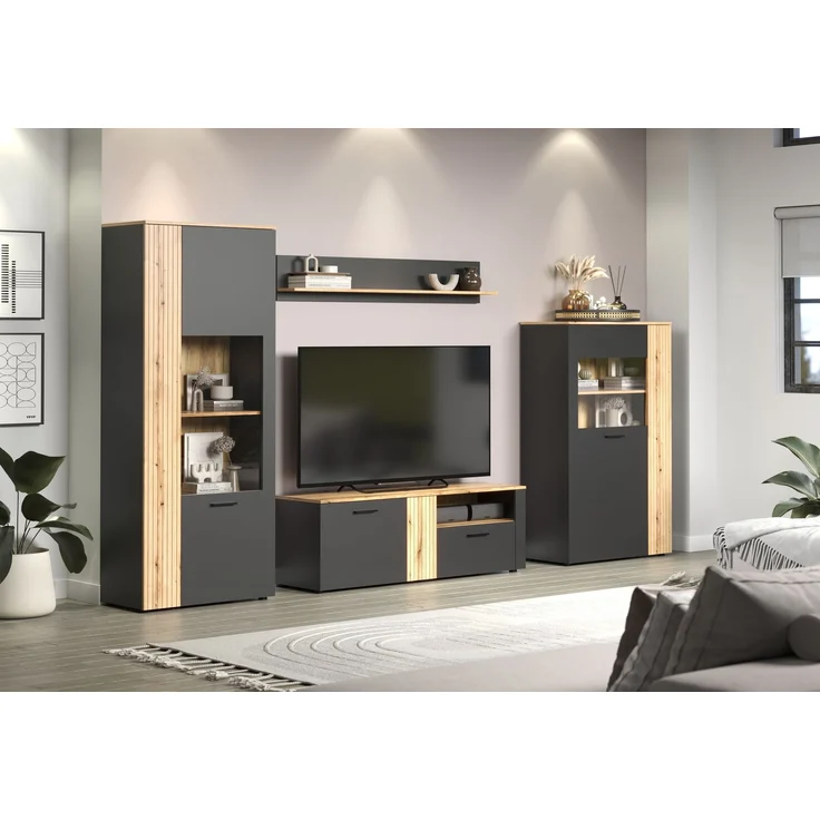 Vitrine Avila in grau und Eiche Evoke 80 x 195 cm – Bild 12