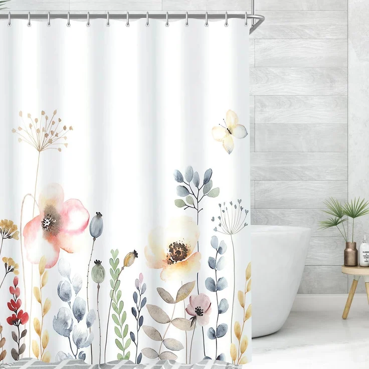 Duschvorhang Blumen Antischimmel, Wasserabweisend, 180x160cm – Bild 8