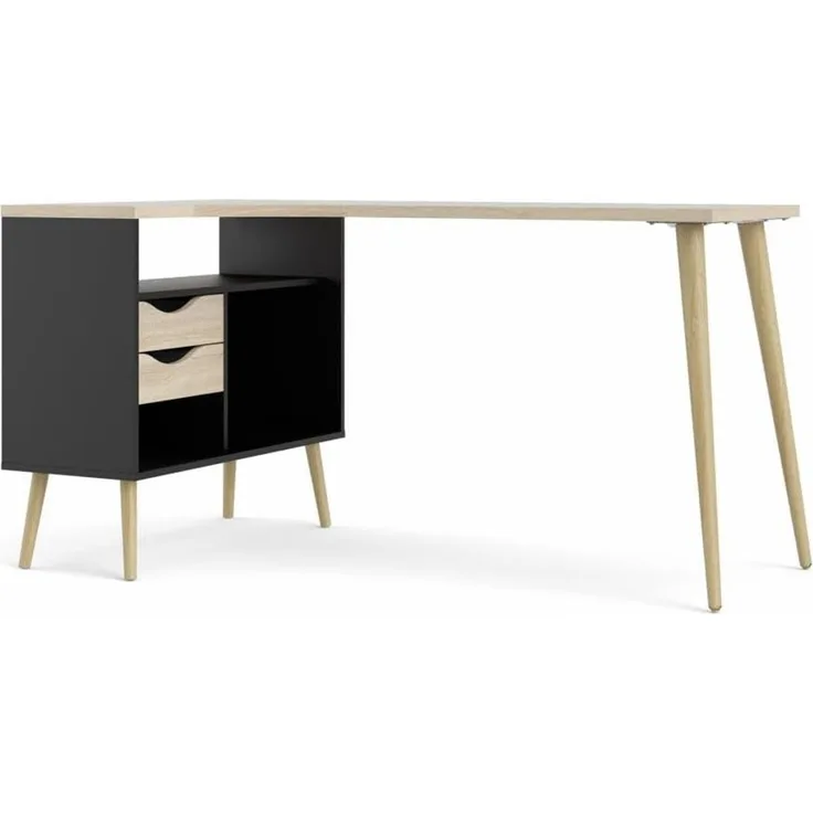 andas Schreibtisch Oslo Arbeitstisch, Bürotisch, mit 2 Schubladen, 3 offene Fächer, Eckschreibtisch, Breite 145 cm