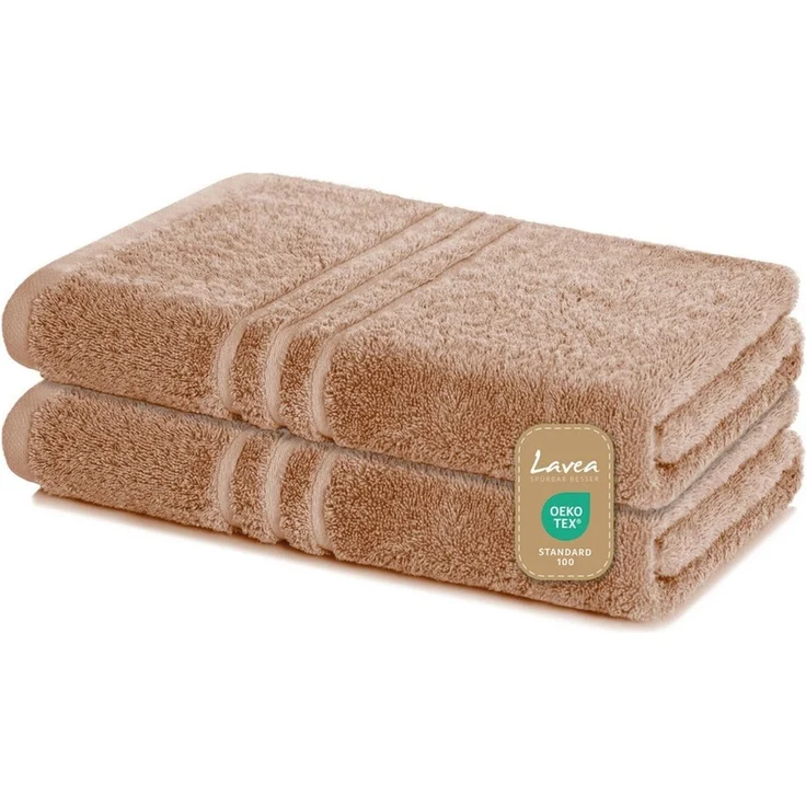 Lavea Duschtuch Elena, 70x140cm aus 100% Baumwolle im edlen Design (Set, 2-St), weiche & saugstarke Duschtücher, pflegeleichtes Duschtuch-Set – Bild 1