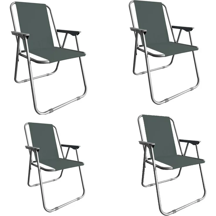 Campingstuhl Anglersessel Gartenstuhl Sessel mit Armlehne dunkelgrau 4er Set