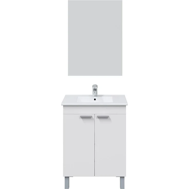 Badezimmer-Set >LC1-60< in weiß glänzend / Spiegel - 60x80x45 (BxHxT) – Bild 3