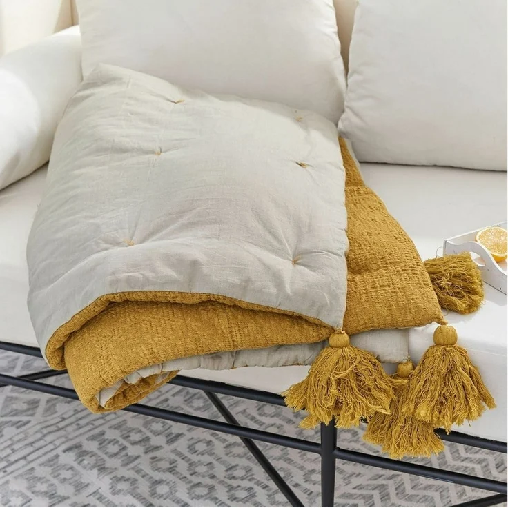 Mirabeau Tagesdecke Plaid Rabea gelb – Bild 3