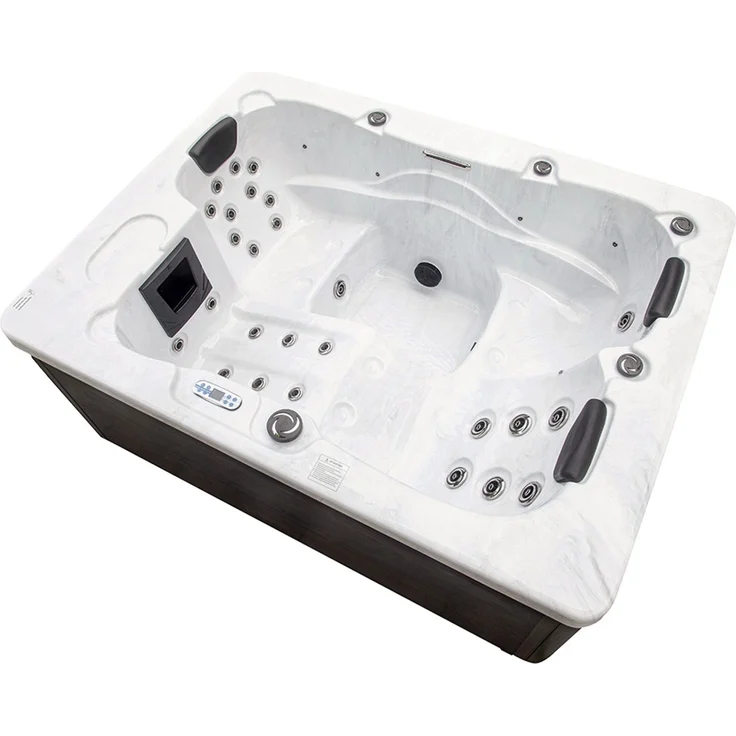 HOME DELUXE Outdoor-Whirlpool 'White Marble', 210 x 160 cm, für 3 Personen, mit Treppe & Thermoabdeckung – Bild 5