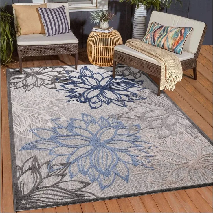 Sanat Teppich Floral 2 Outdoor, auch als Läufer und rund, rechteckig, Höhe: 6 mm, In- und Outdoor geeignet, Blumen, Balkon, Terrasse, Außenbereich