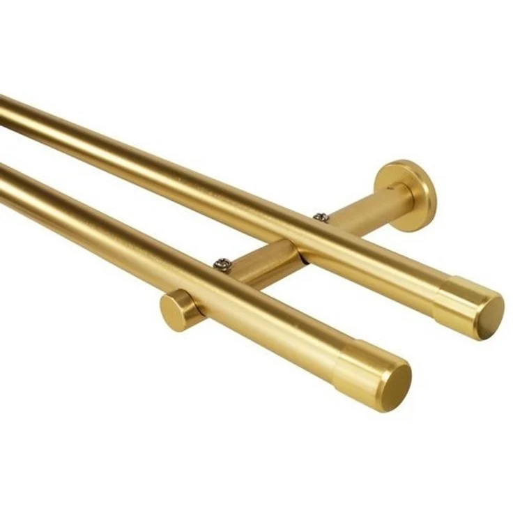 iso-design Gardinenstange 20 mm 2-läufig Messing Matt aus Metall Wandmontage Endstück Kappe, Ø 20 mm, 2-läufig, Fixmaß, mit Bohren, verschraubt, Metall, Aluminiumrohr mit mehr als 1 mm Wandstärke – Bild 4