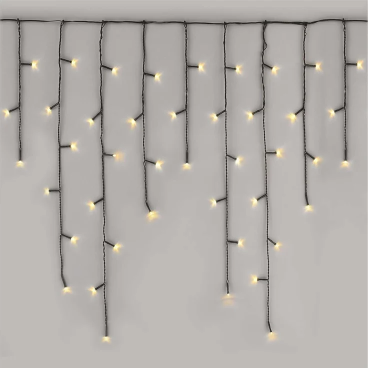 EMOS LED-Eisregen Lichterkette, 3,6m Weihnachtslichterkette + 5m Zuleitung, 200 LEDs, 8 Lichtmodi, Netzteil, IP44 für Innen und Außen, Warmweiß – Bild 1
