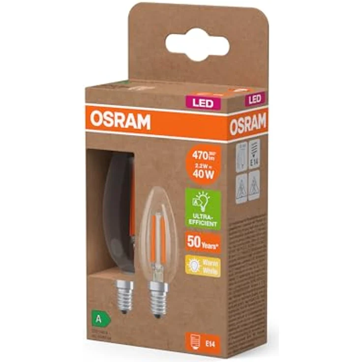 OSRAM LED Kerze Filament E14, 2,2W, 2700K, 470lm, 2er-Pack – Bild 3
