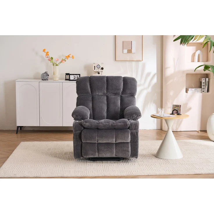 DESVIAE Sessel Grau aus Flanellstoff – 91x106,5x91 cm – Aufstehhilfe, Massagefunktion – Bild 2