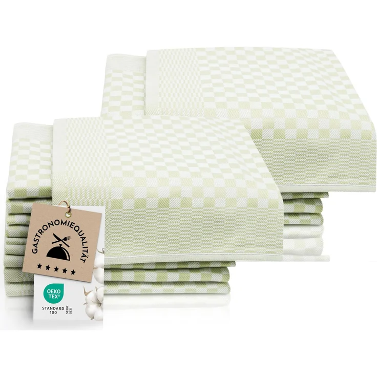 ZOLLNER 20er Set Geschirrtücher Baumwolle in 46x70 cm - super saugstarke und robuste Küchentücher – waschbar bis 60°C – in grün kariert - Gastronomiequalität - Oeko Tex® Zertifiziert – Bild 1