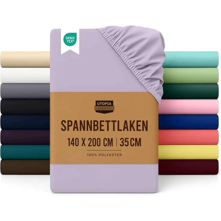 Utopia Bedding - Spannbettlaken 140x200 cm - Lavendel - Gebürstete Polyester-Mikrofaser Spannbetttuch - 35 cm Tiefe Tasche – Bild 1