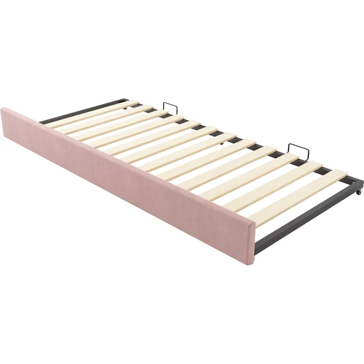 CHICFURN Bett Samt Rosa 90/180x190 cm mit Ausziehbett und abnehmbarem Vordergitter – Bild 9