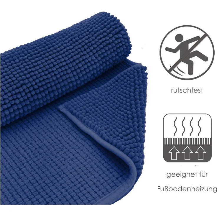 heimtexland Badematte Badvorleger Chenille Badteppich Duschvorleger, rutschhemmend beschichtet, Fußbodenheizung geeignet, schnell trocknend, strapazierfähig, fußbodenheizungsgeeignet, rutschfest, saugstark, Polyester, rechteckig, 50x80 cm, Hochflor, su... – Bild 4
